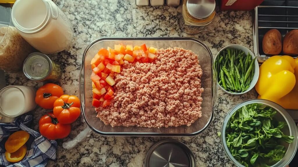 Ground meat comparison on a kitchen counter with Is ground beef or ground chicken healthier?