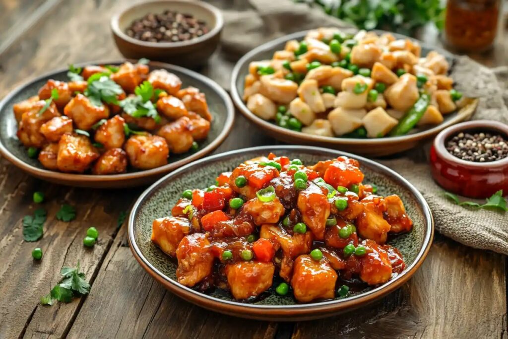 Comparison of calorie counts in vegetable, chicken, and gobi Manchurian.