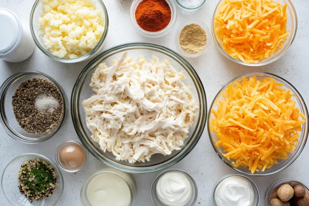 Ingredients for chicken and hash brown casserole