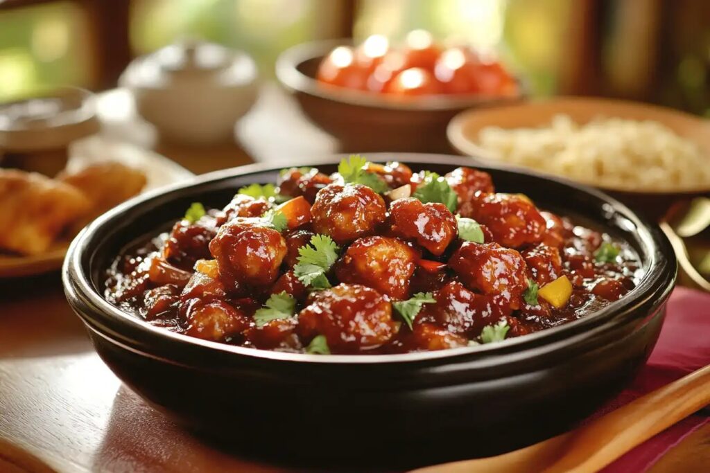 Delicious chicken manchurian recipe served on a plate