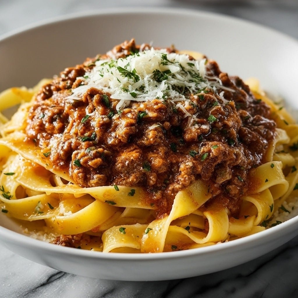 creamy ground beef pasta in bowl