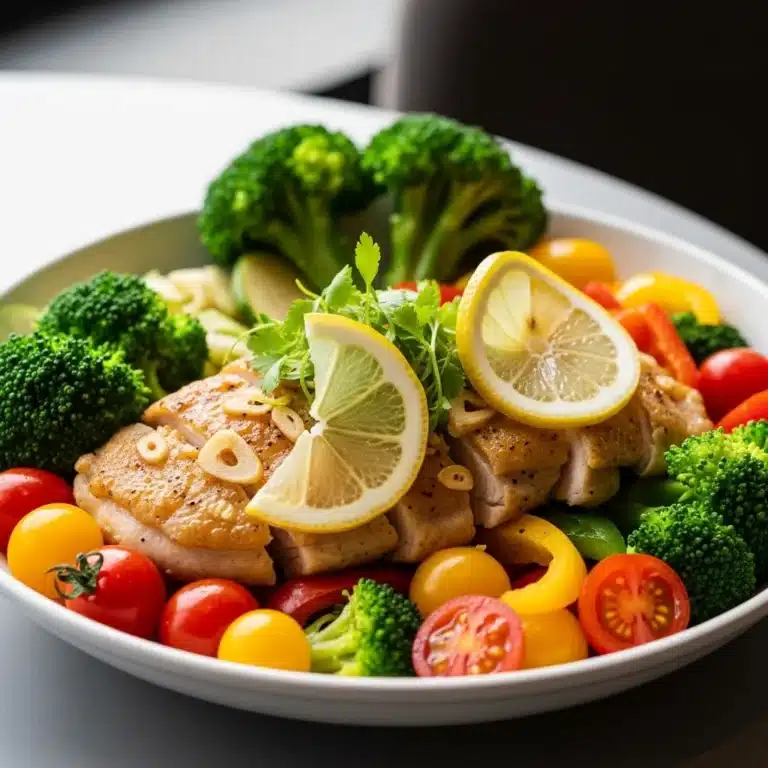 Lemon Garlic Chicken Bowl with Fresh Veggies