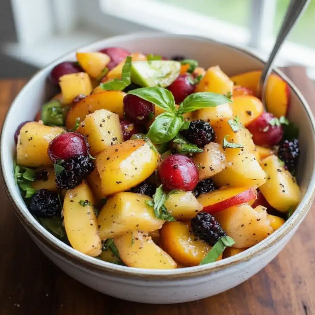 Honey Lime Basil Peach Fruit Salad