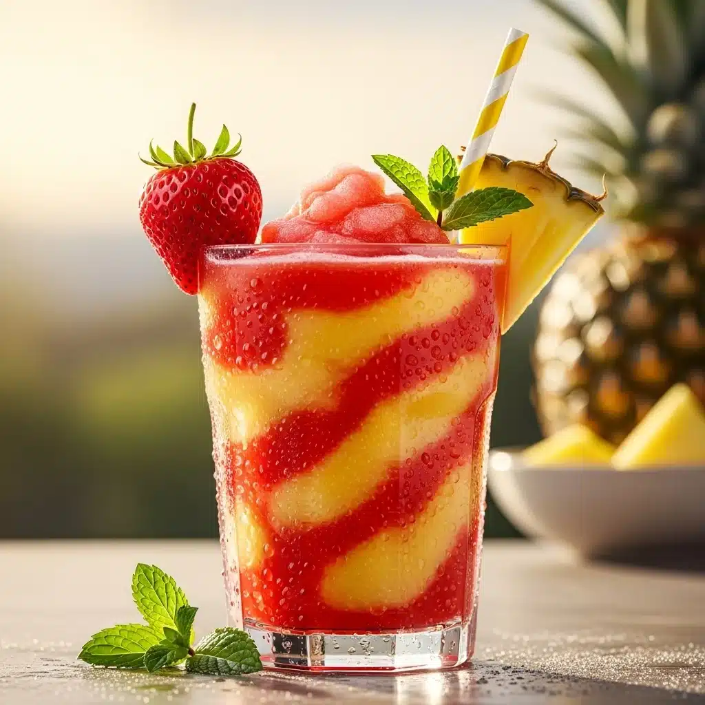 Pineapple Strawberry Swirled Slushies