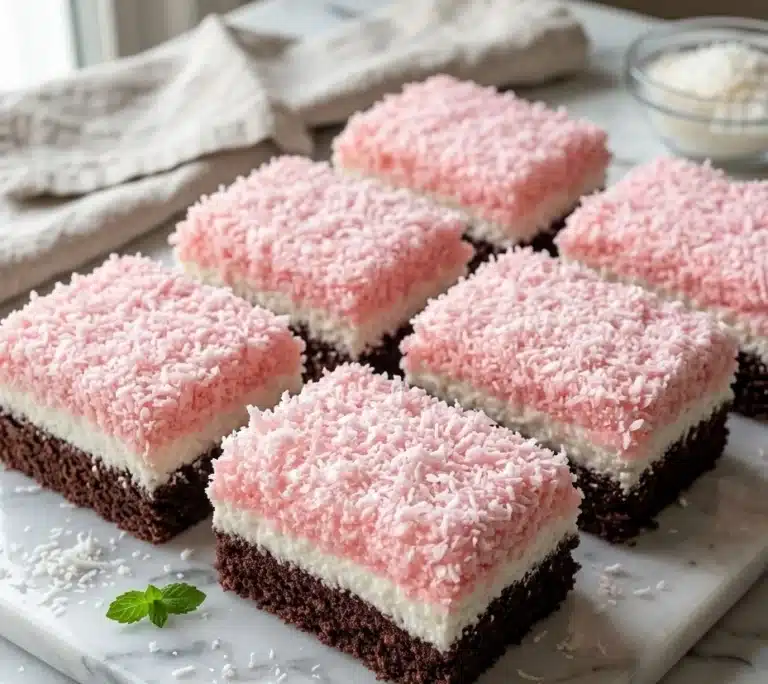 Pink Coconut Snowball Cake Bars