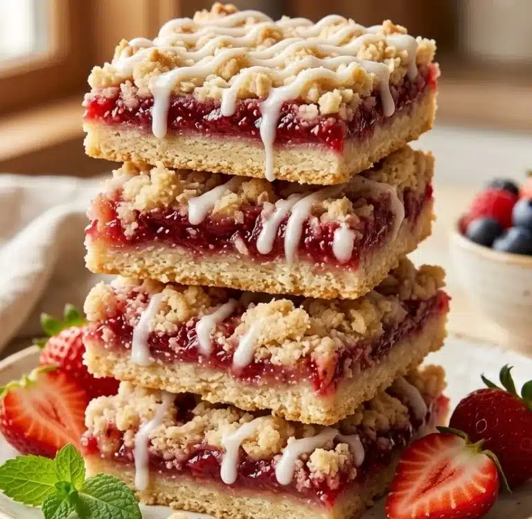 Easy Strawberry Shortcake Bars with Buttery Crust