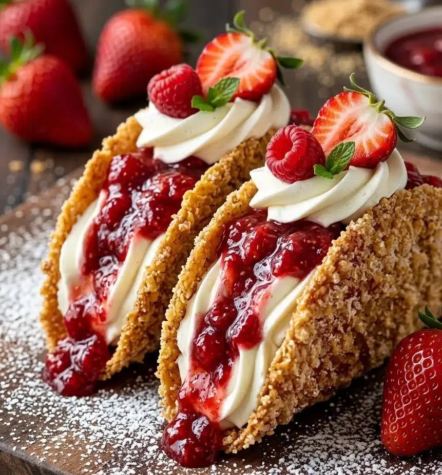 Strawberry Crunch Cheesecake Tacos