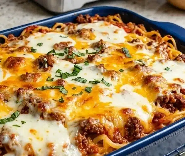 Easy Meat Sauce Pasta Bake
